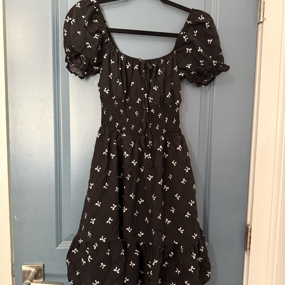 Black Floral Puff Sleeve Dress